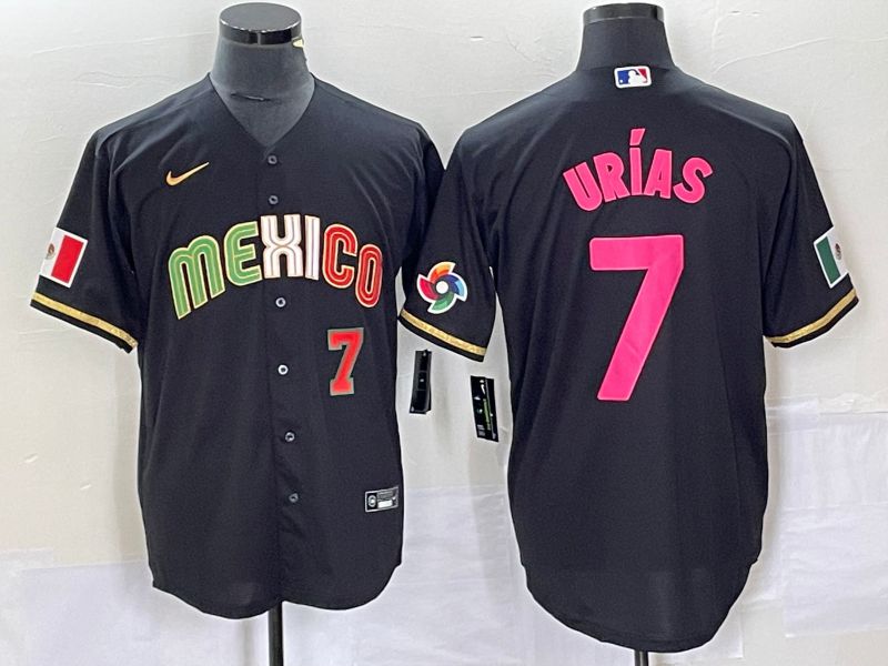 Men 2023 World Cub Mexico #7 Urias Black pink Nike MLB Jersey5->more jerseys->MLB Jersey